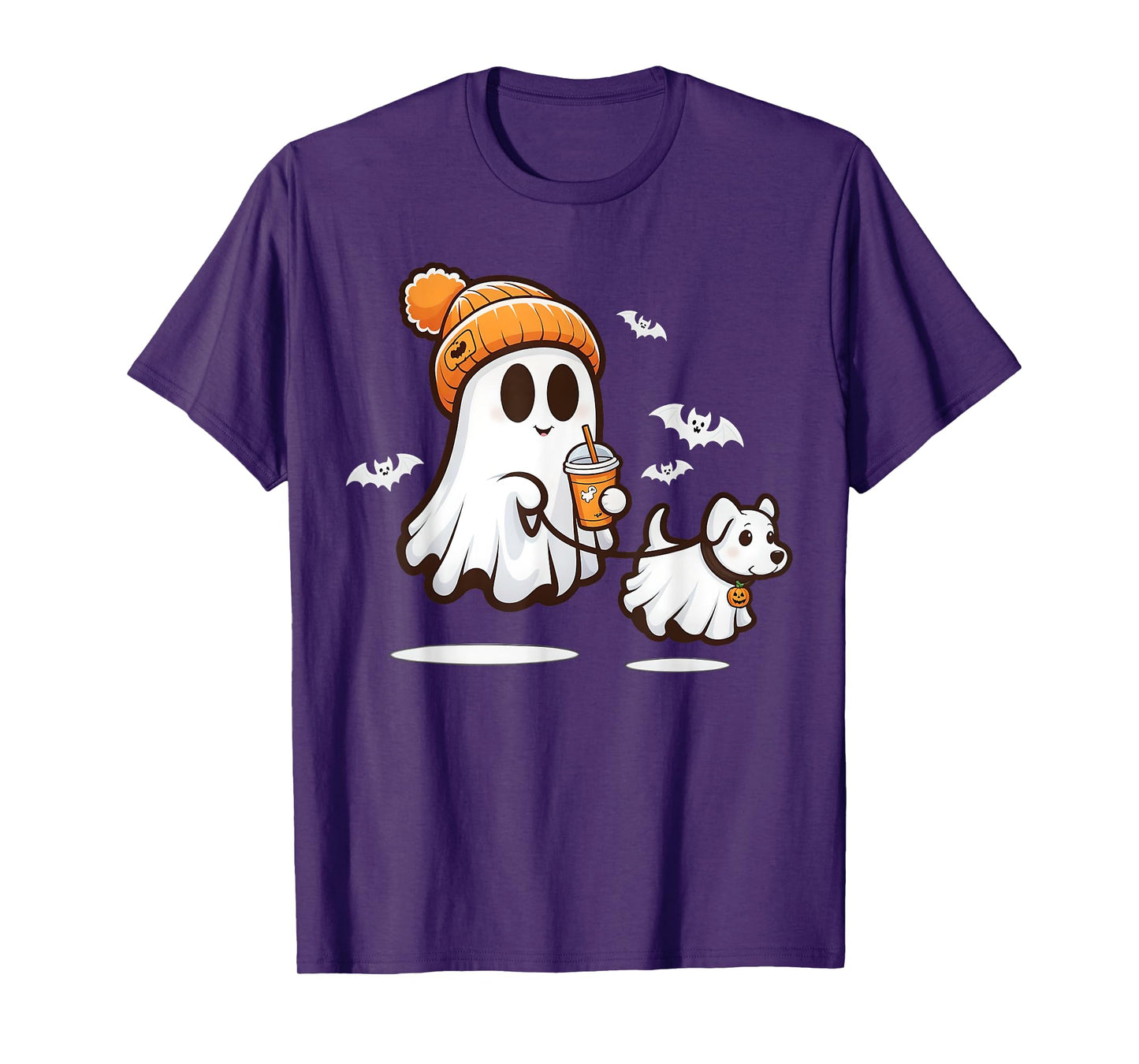 Funny Ghost Walking Dog Ghost Dog Halloween Women Men Kids T-Shirt