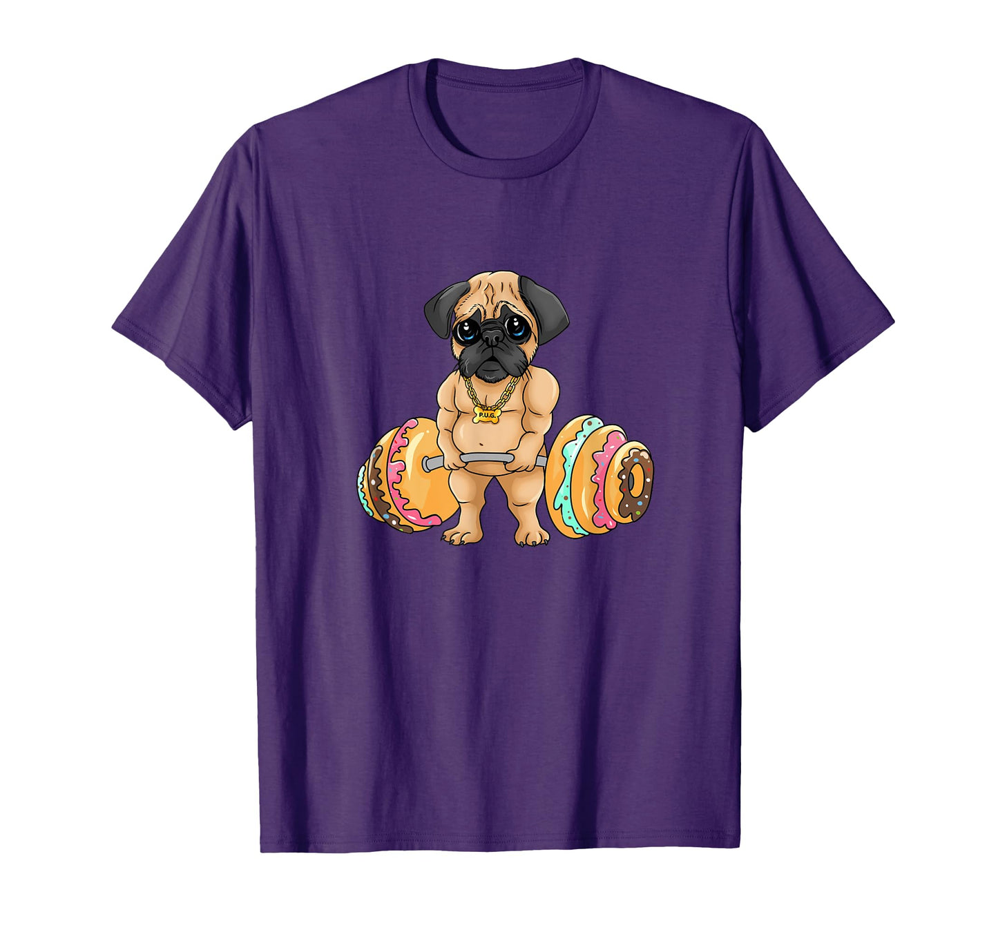 Pug Deadlifting Donuts, Fitness, Funny, Cute, Gym, Pug T-Shirt