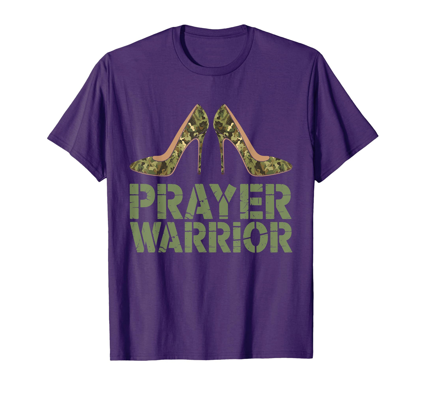 Camo Heels Prayer Warrior Faith God Jesus Christian Women T-Shirt