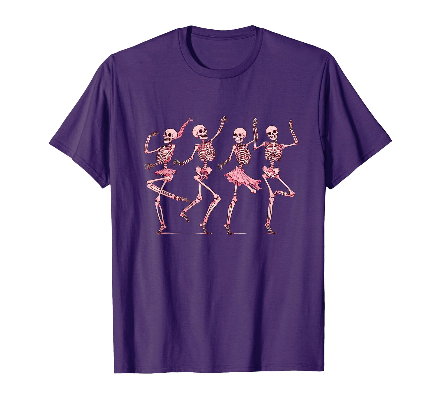 Pink Dancing Skeletons Dance Day Of Dead Halloween Women T-Shirt