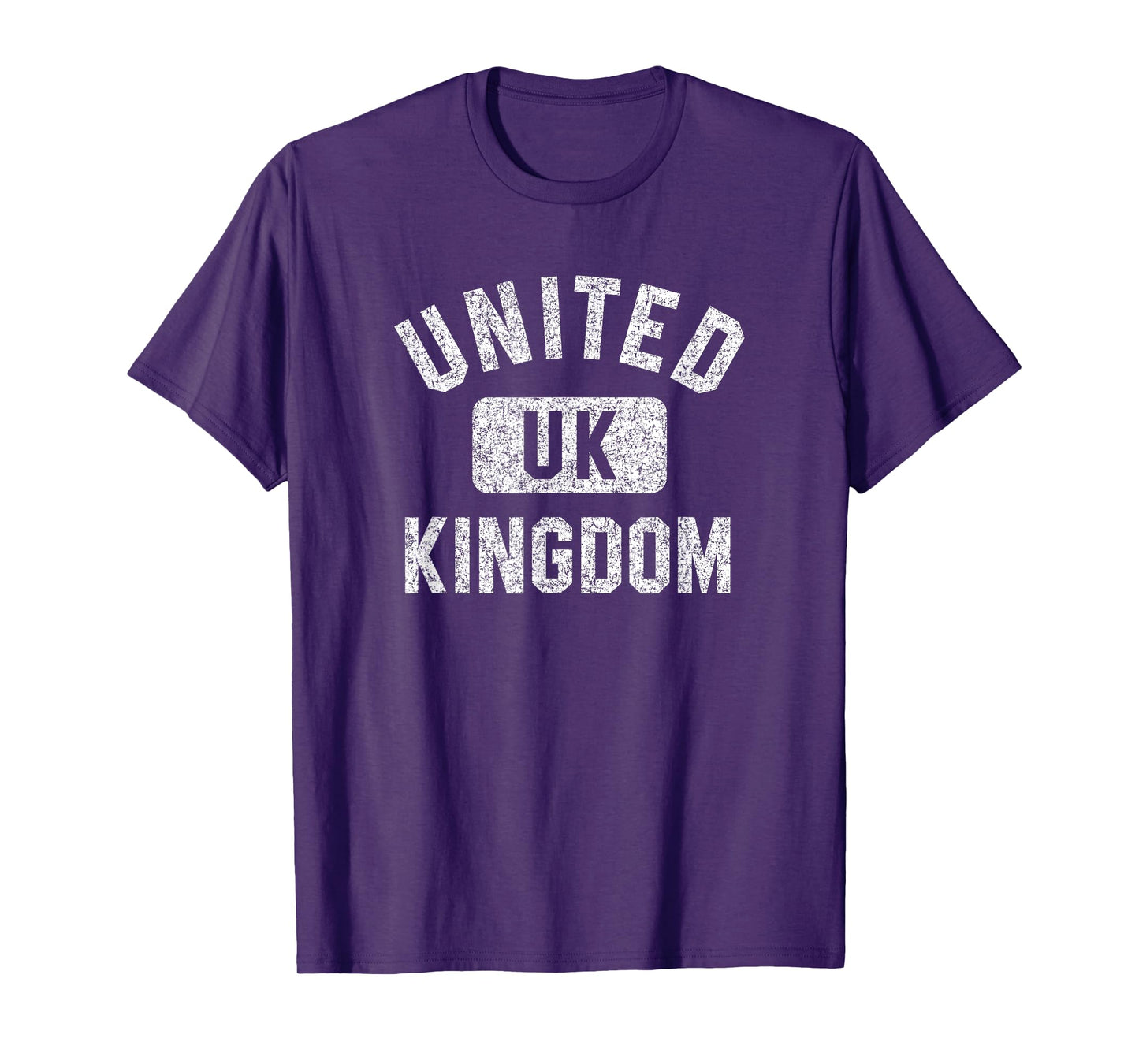 United Kingdom Gym Style Distressed White Print T-Shirt