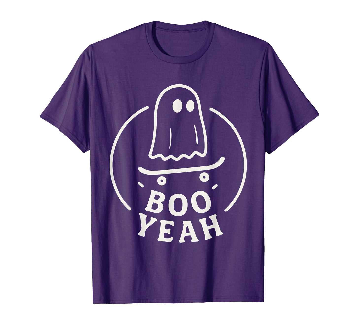 Boo Yeah Ghost On Skateboard Funny Halloween Costume T-Shirt