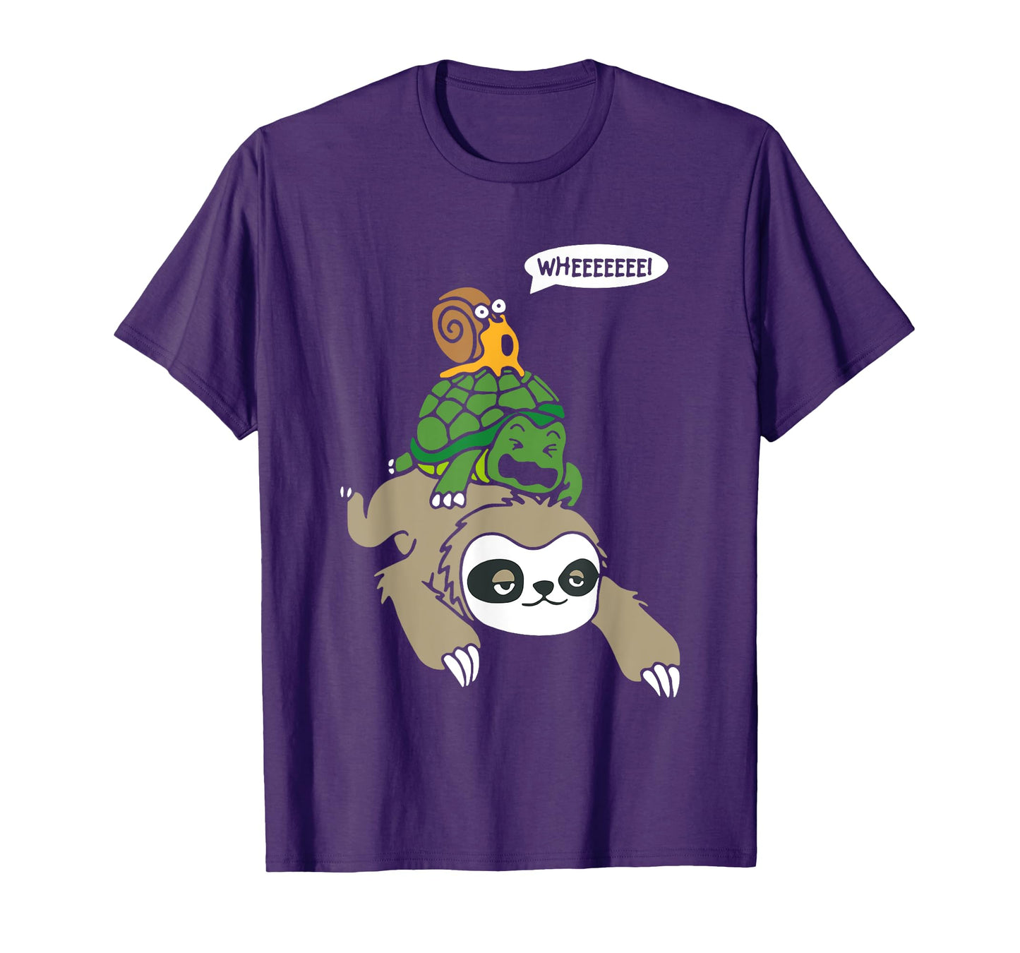 Sloth Turtle Snail Piggyback Animal Running Wild T-Shirt
