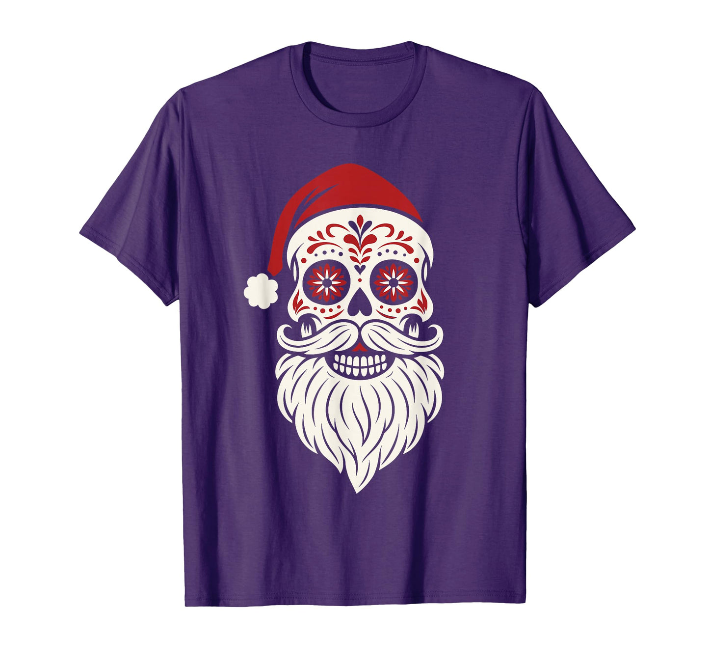 Sugar Skull Santa Shirt Men, Mexican Santa Christmas T-Shirt