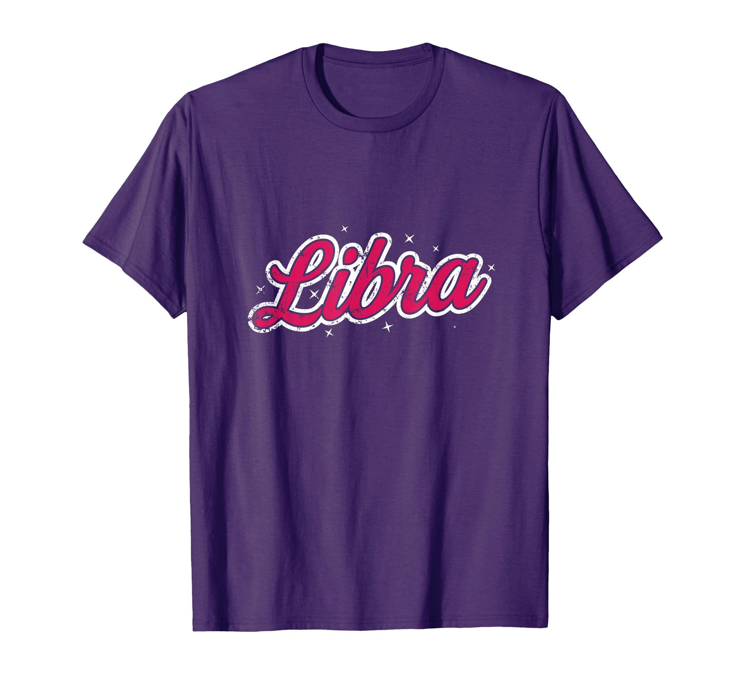 Libra Retro Script Zodiac Pink T-Shirt
