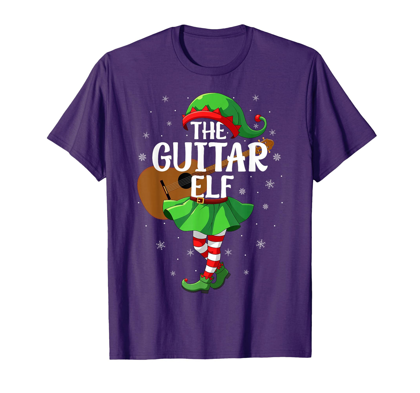 Guitar Elf Christmas Girls Women Elf Squad Xmas Family T-Shirt