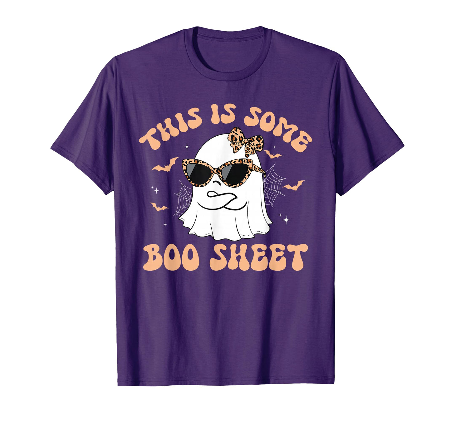 This is Boo Sheet Ghost Retro Groovy Funny Halloween Leopard T-Shirt