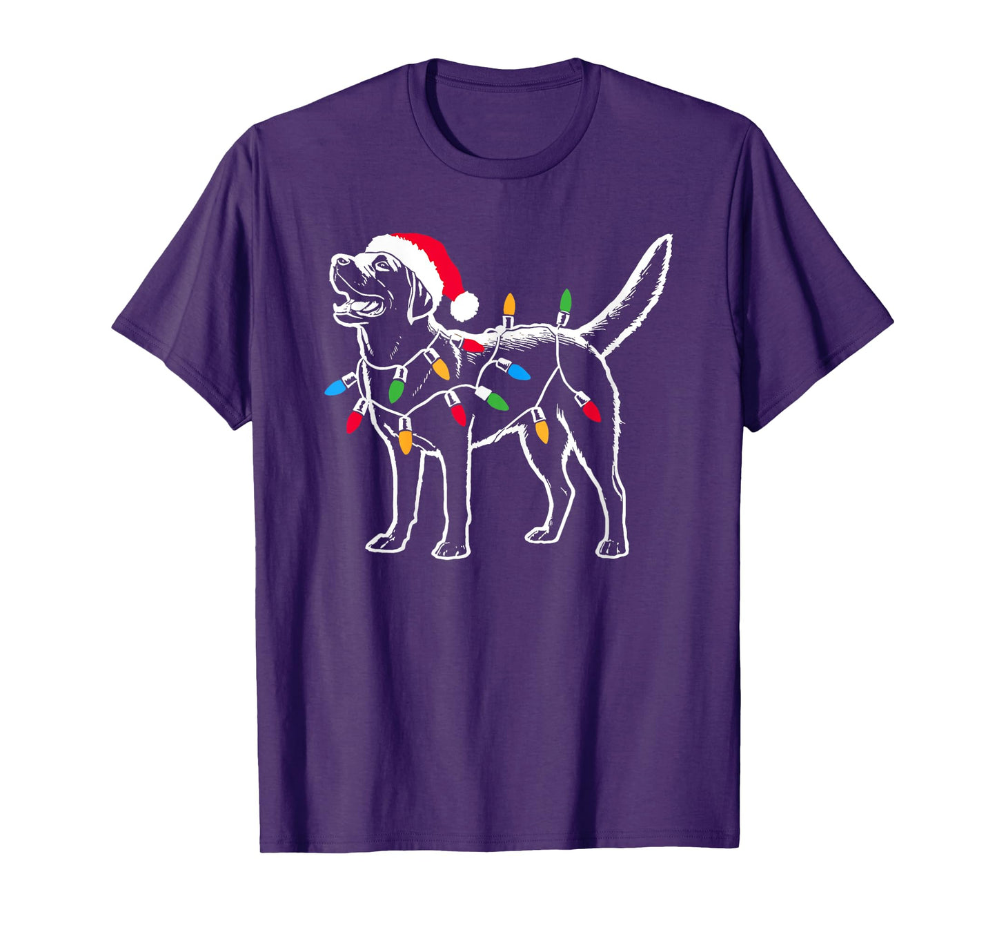 Funny Santa Labrador Retriever Christmas Lights Dog Lover T-Shirt for Men Women