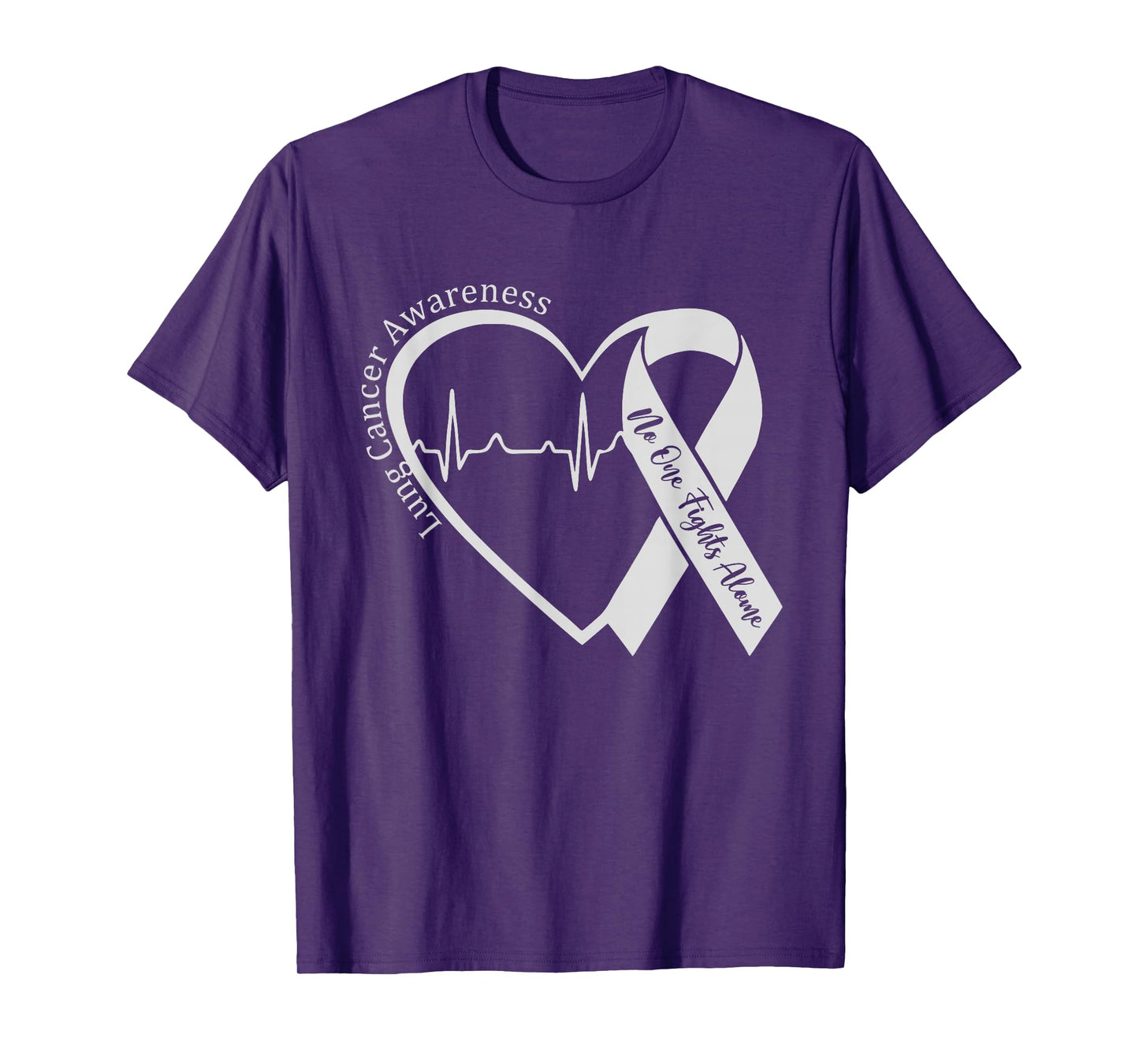 Lung Cancer Awareness Heart White Ribbon Support T-Shirt