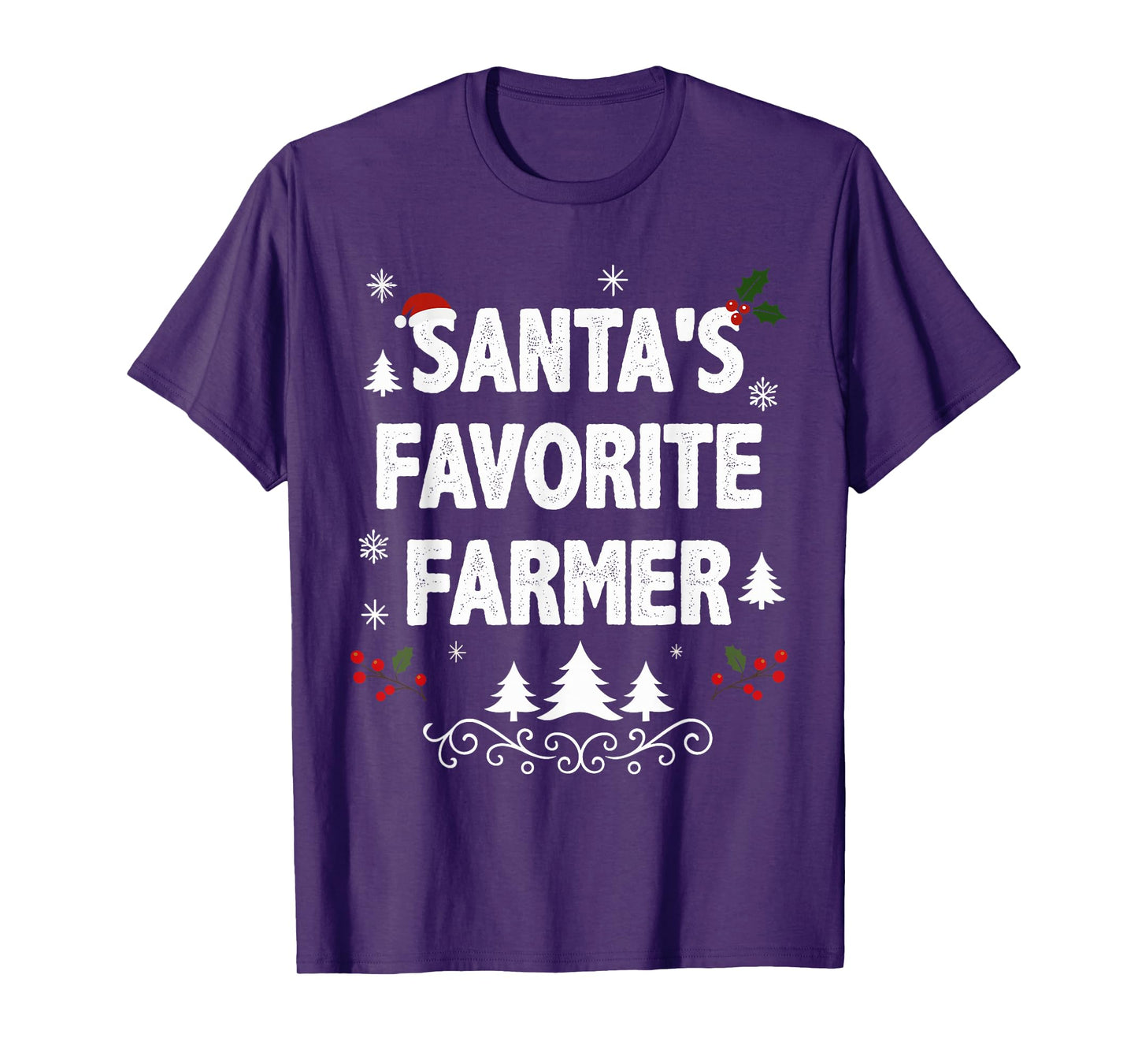 Santa's Favorite Farmer Funny Holiday Christmas Pajamas T-Shirt