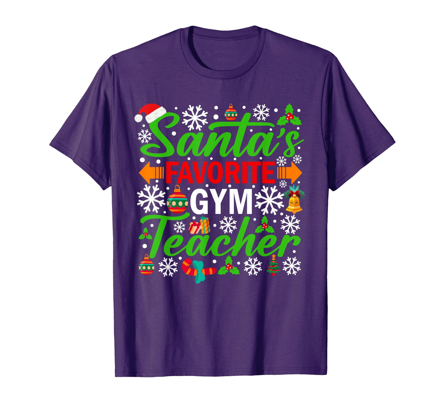 Santa's Favorite Gym Teacher Shirt Funny Christmas Xmas T-Shirt