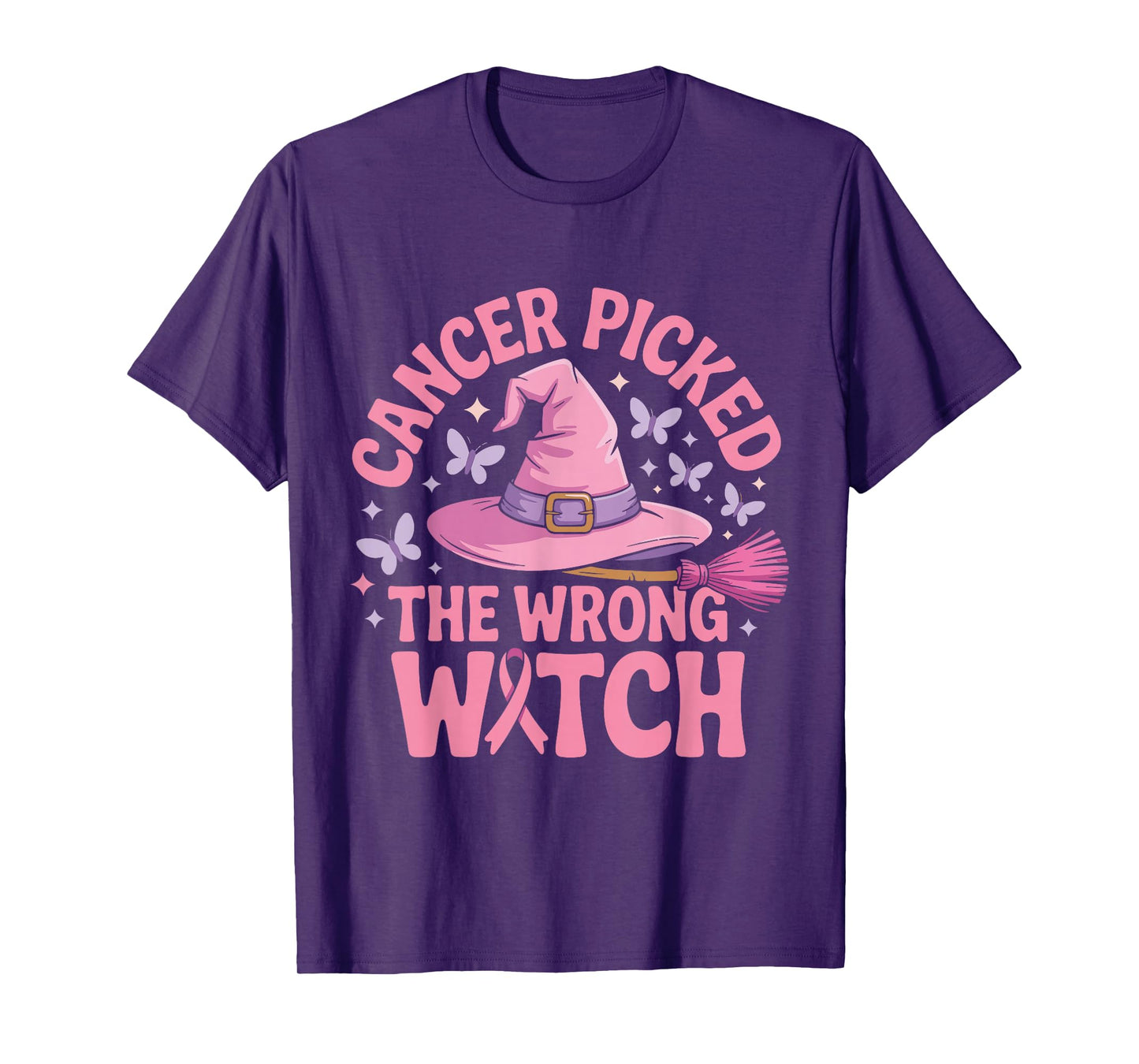 Cancer Picked The Wrong Witch Breast Cancer Awareness T-Shirt