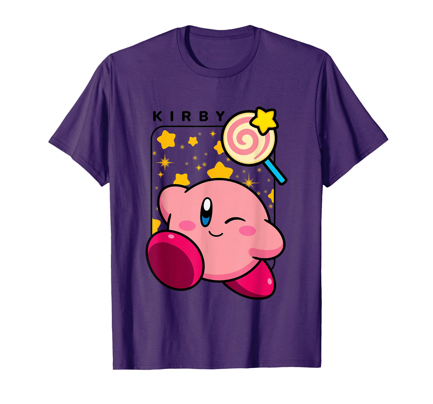 Kirby Lollipop & Stars Big Cute Nintendo Portrait T-Shirt