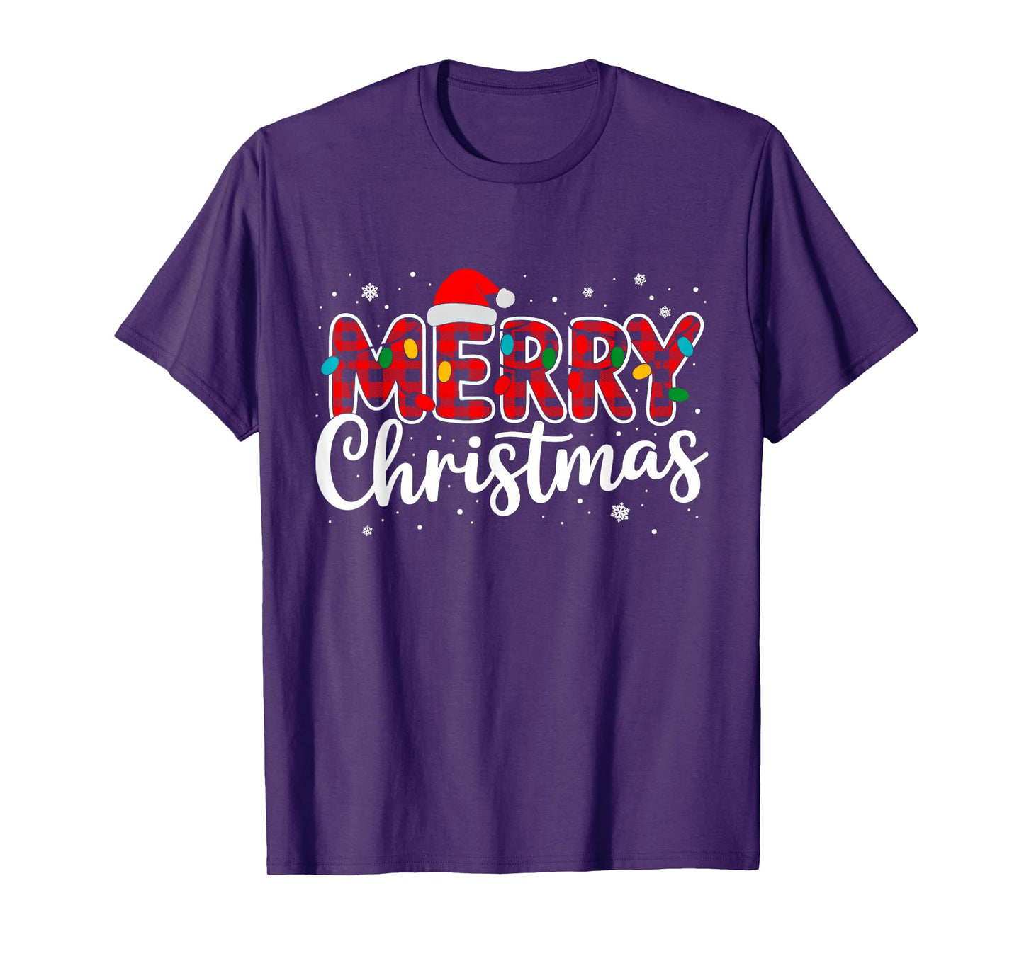 Merry Christmas Buffalo Plaid Red Santa Family Xmas Pajamas T-Shirt