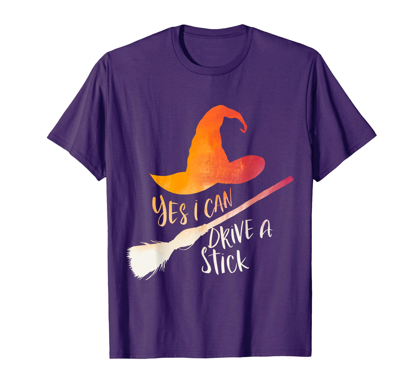 Yes I Can Drive A Stick Funny Halloween Spooky Witch T-Shirt