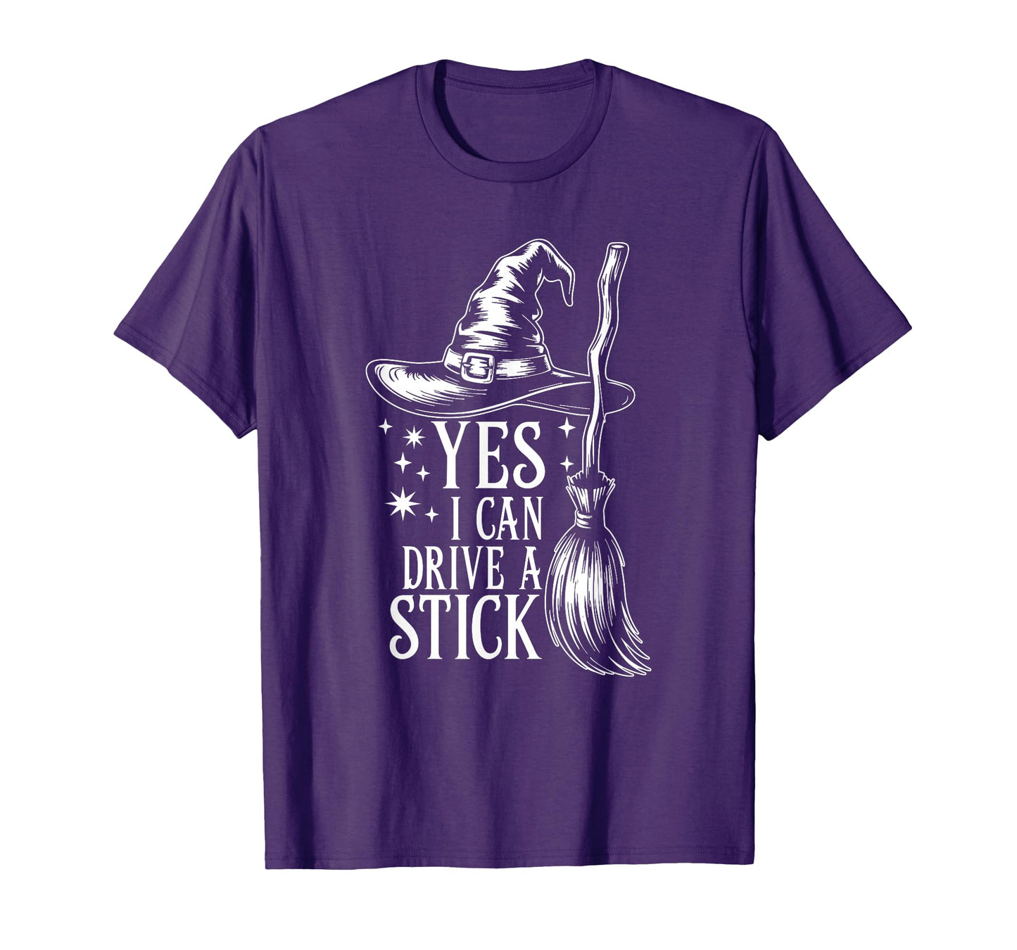 Yes I Can Drive A Stick Funny Halloween Spooky Witches T-Shirt