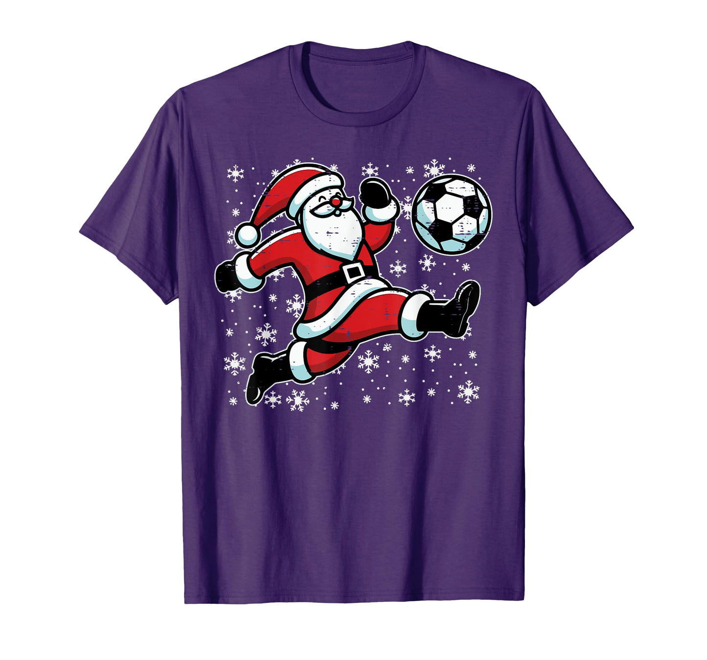 Christmas Santa Football Kick Xmas Soccer Men Boys Kid Youth T-Shirt