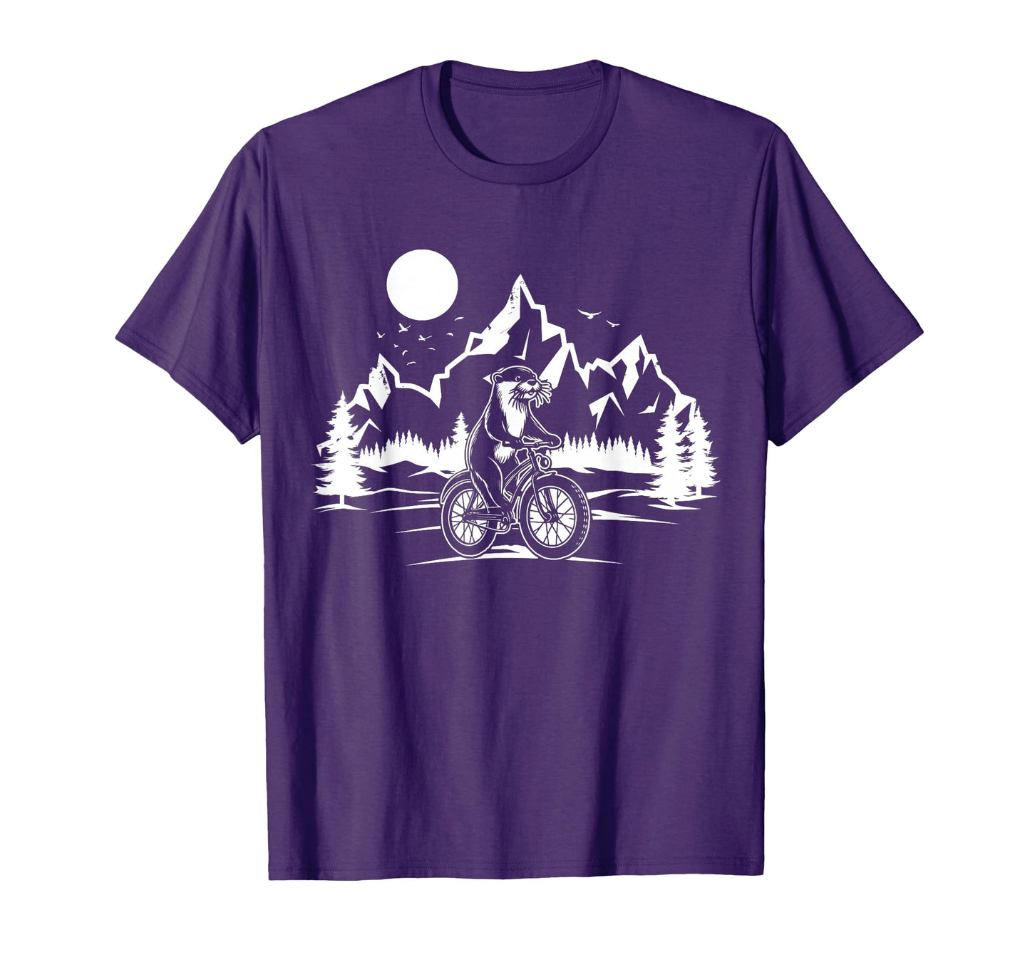 Otter Riding Bicycle Vintage Mountain Biking Otter Biker T-Shirt