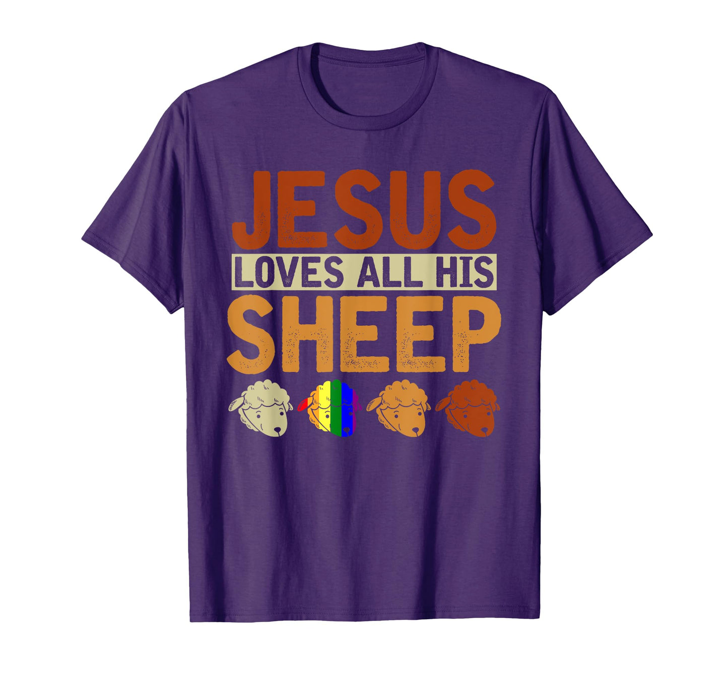 Jesus Loves All His Sheep Christianity Rainbow LGBT Jesus T-Shirt