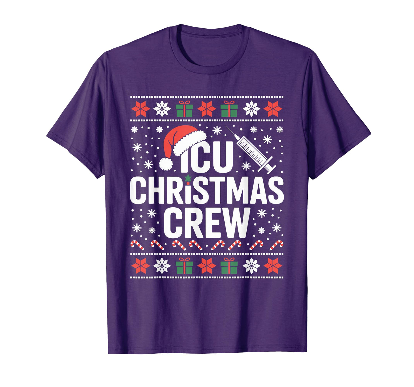 ICU Nurse Ugly Christmas Sweater Critical Care Xmas Nursing T-Shirt