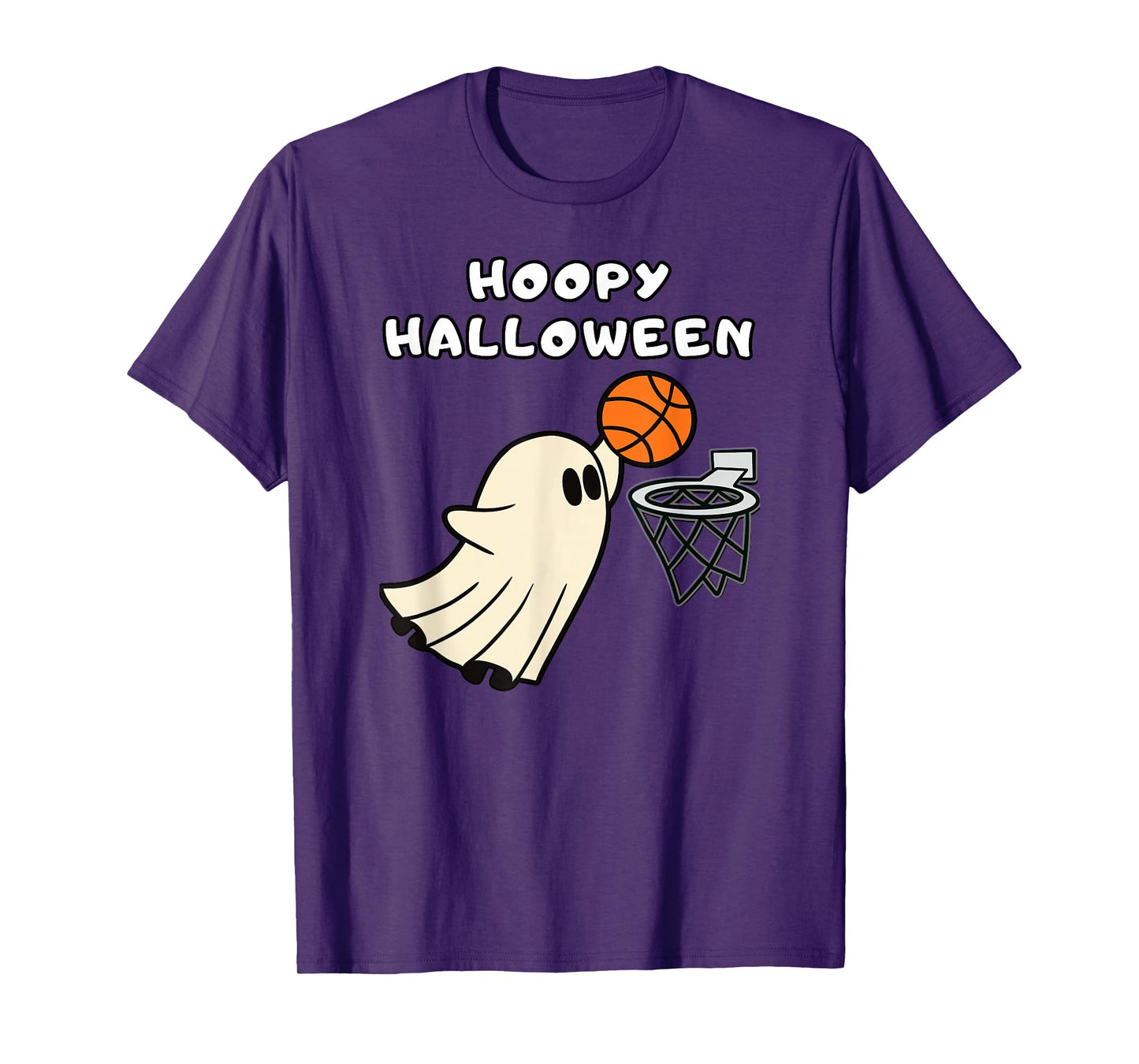 Hoopy Halloween Basketball Ghost Slam Dunk Basketball Hoop T-Shirt