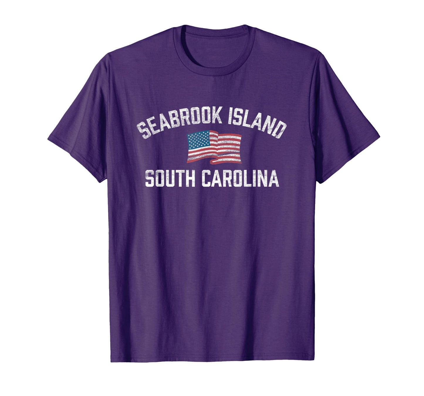 Seabrook Island South Carolina USA Flag White Vintage Women Kids Men T-Shirt