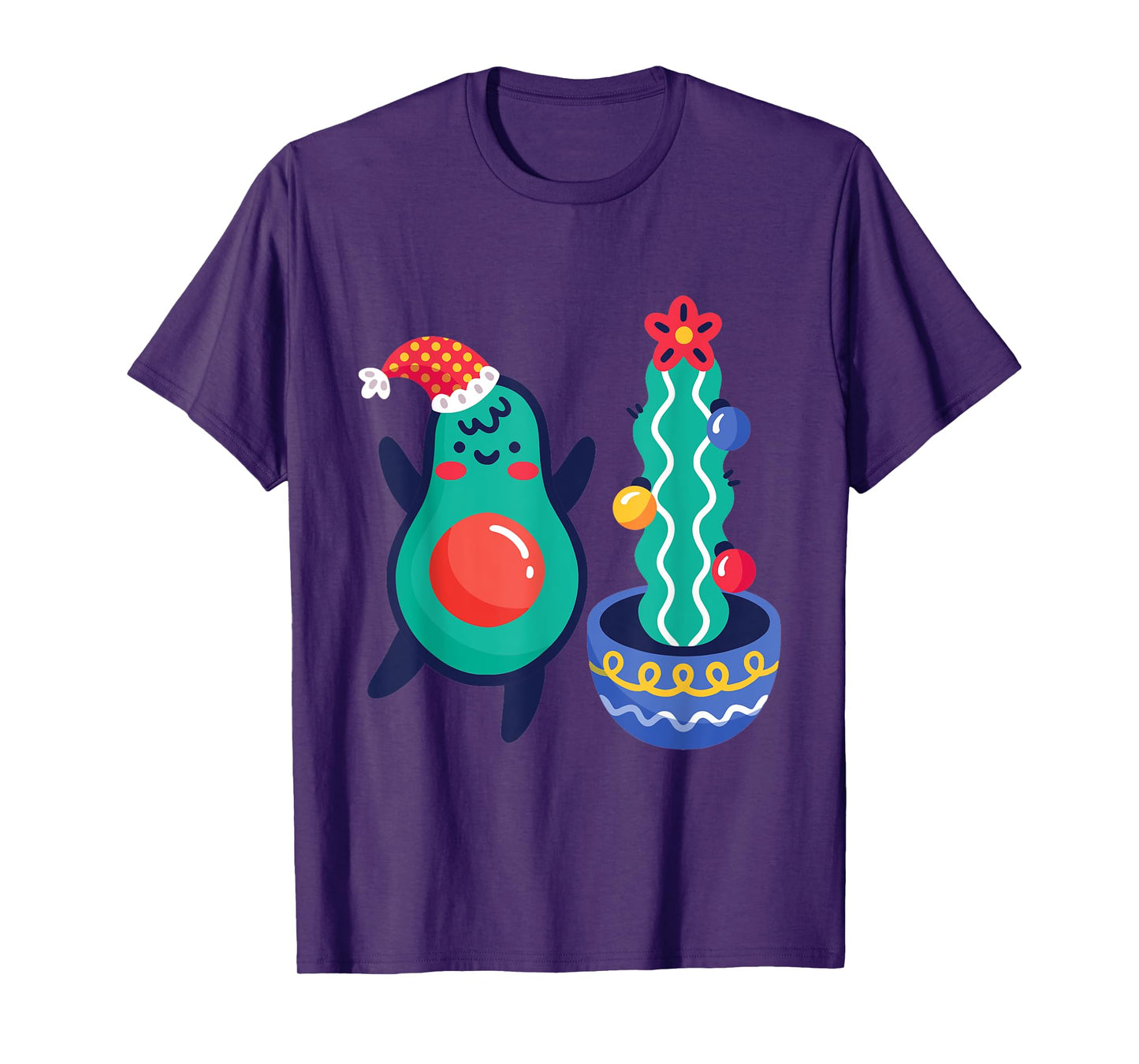 Ugly Christmas Avocado Xmas Cactus Santa Claus Cute Vegan T-Shirt