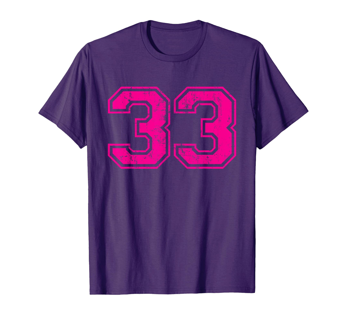 Number 33 Varsity Distressed Vintage Sport Team Player's T-Shirt