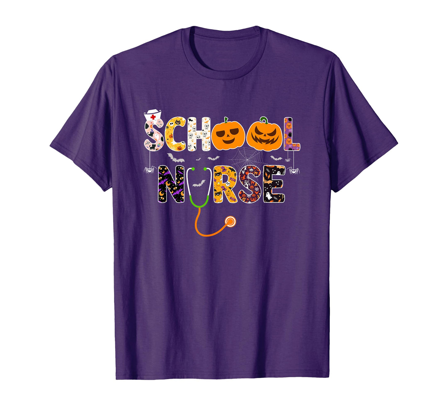 Retro Vintage Spooky School Nurse Pumpkin Halloween Costumes T-Shirt