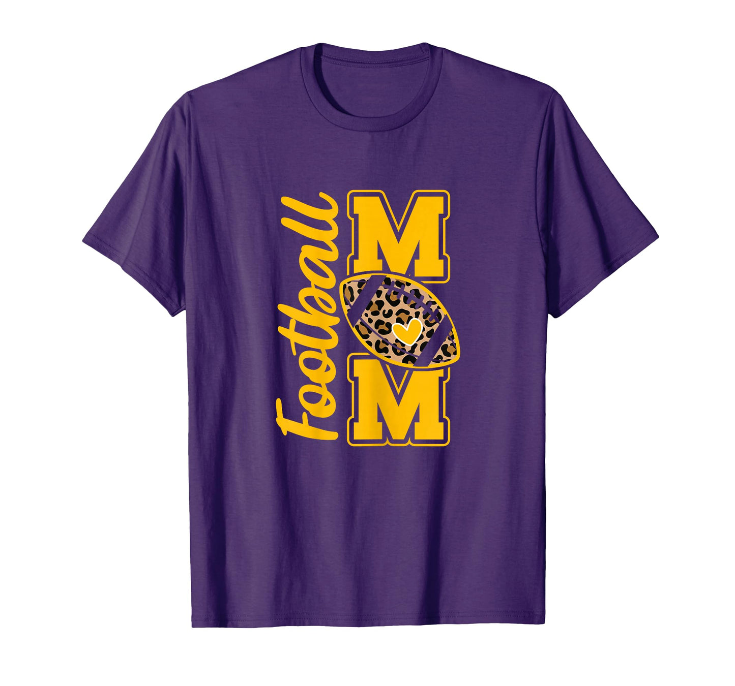 Leopard Royal Blue and Yellow High School Football Mom T-Shirt