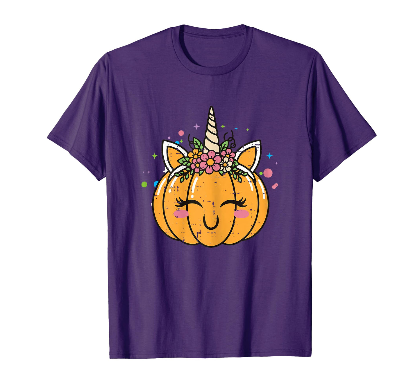 Halloween Pumpkin Unicorn Costume Girls Kids Toddler Women T-Shirt