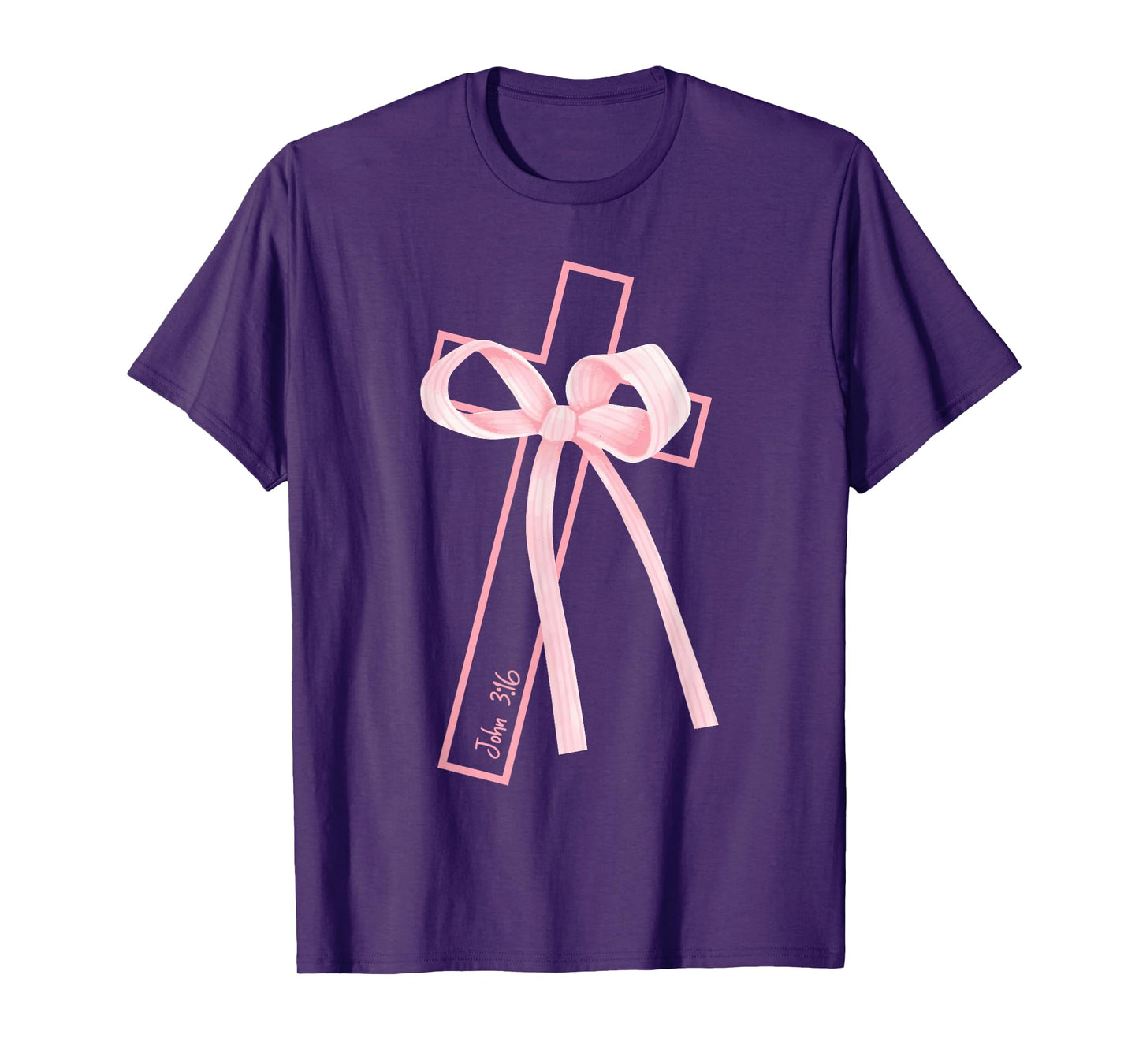 Christian Cross Coquette Bow John 3-16 Bible Verse Religious T-Shirt