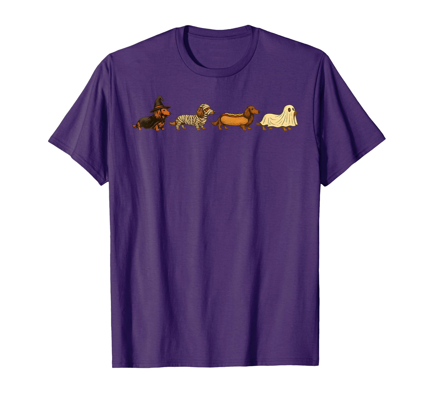 Dachshund Dog Witch Happy Halloweenie Spooky Season T-Shirt