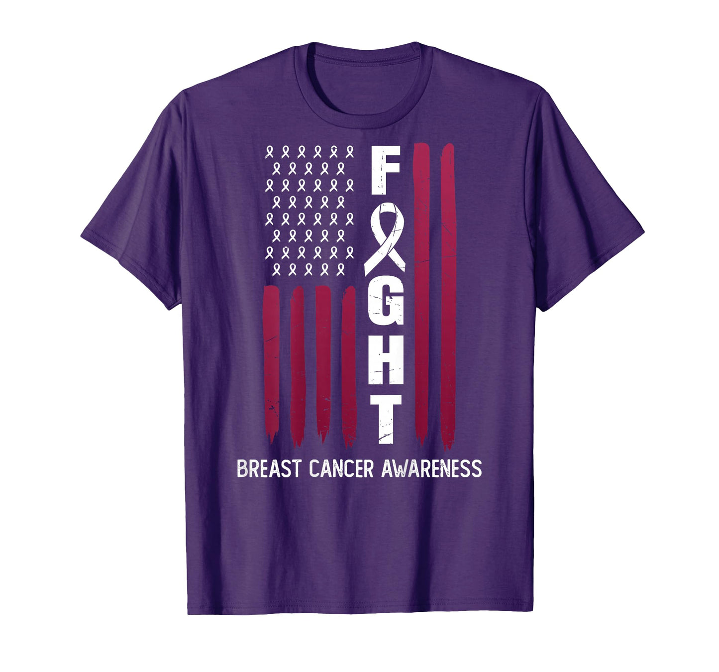 USA Pink Flag Breast Cancer Awareness Month - On Back T-Shirt