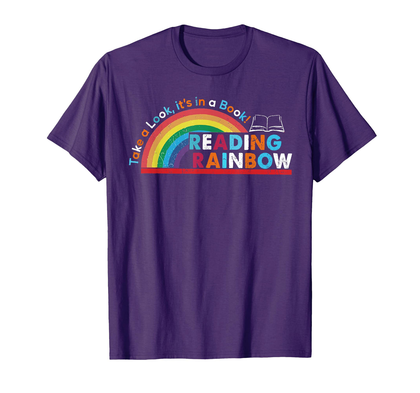 Take A Look A Book Vintage Reading Librarian rainbow T-Shirt