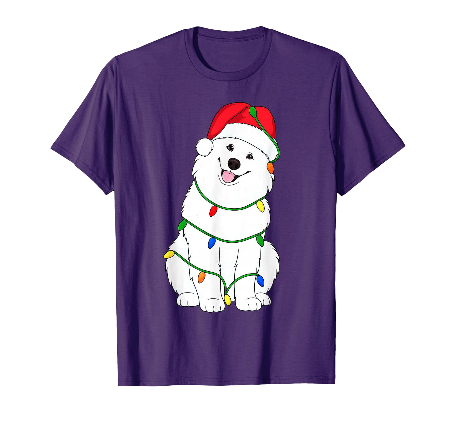 Samoyed Christmas Tree Lights Holiday Dog Lover T-Shirt