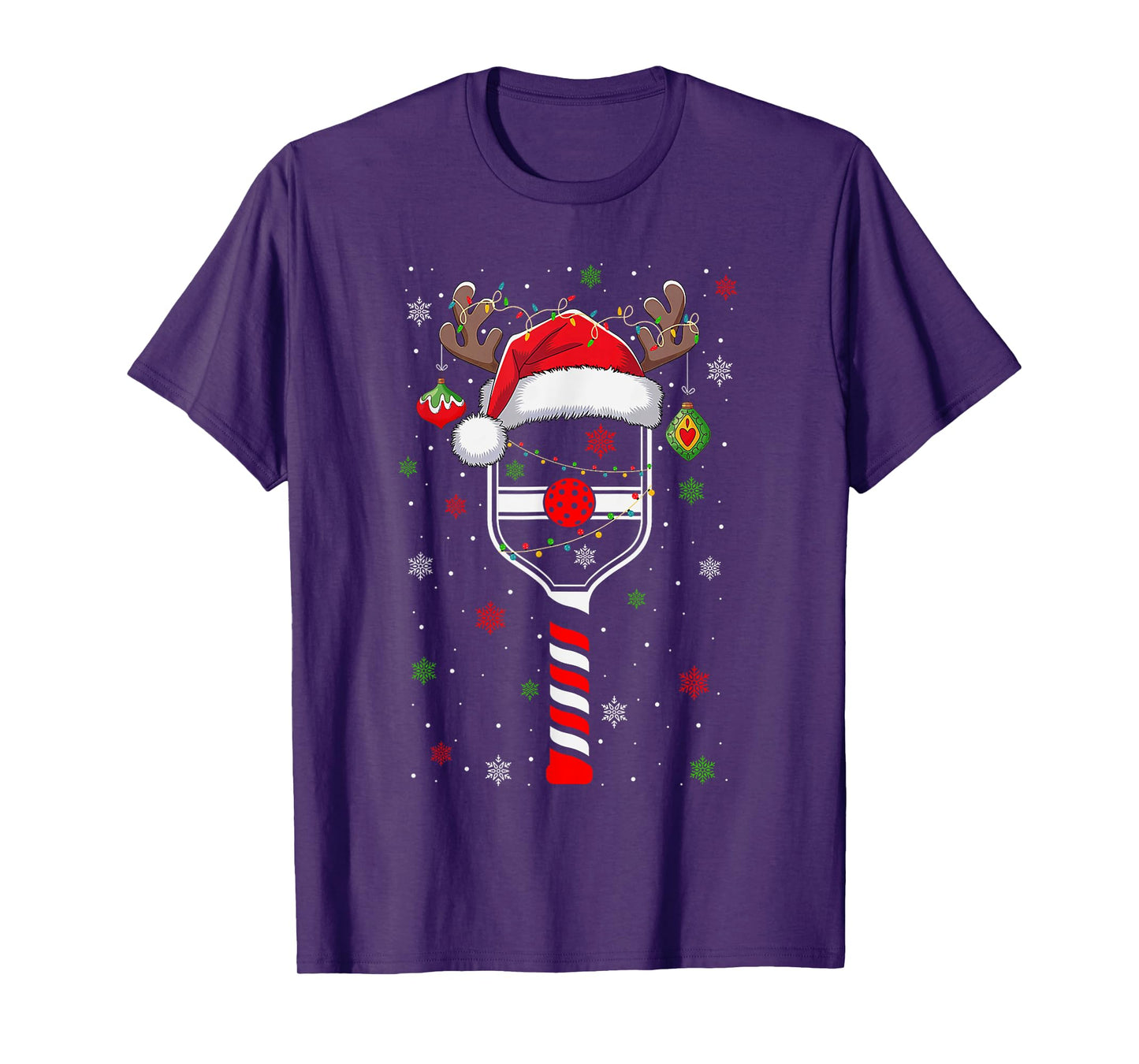 Funny Pickleball Player Christmas Holiday Reindeer Xmas T-Shirt