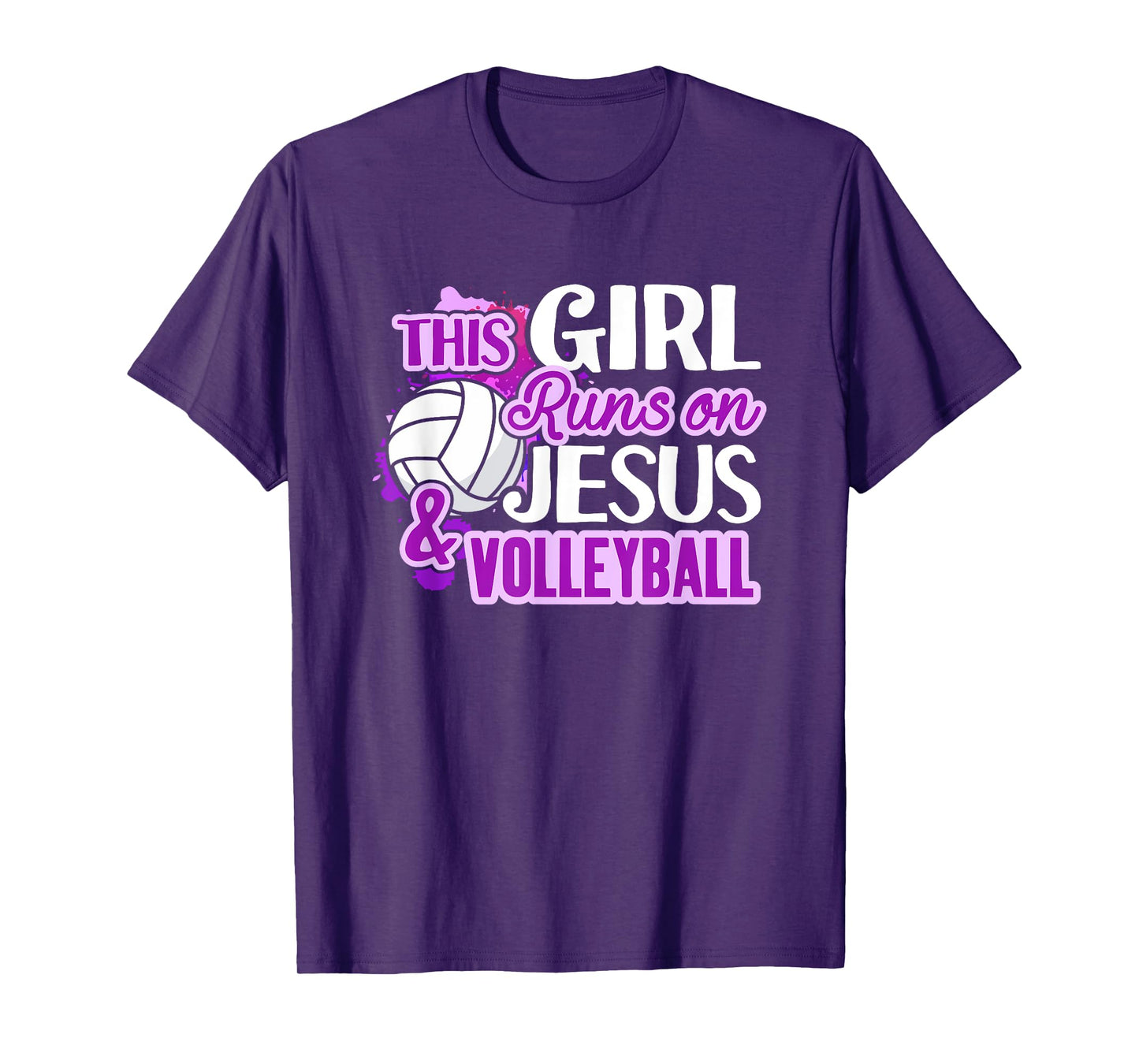 This Girl Runs On Jesus And Volleyball Christian Squad Gift T-Shirt
