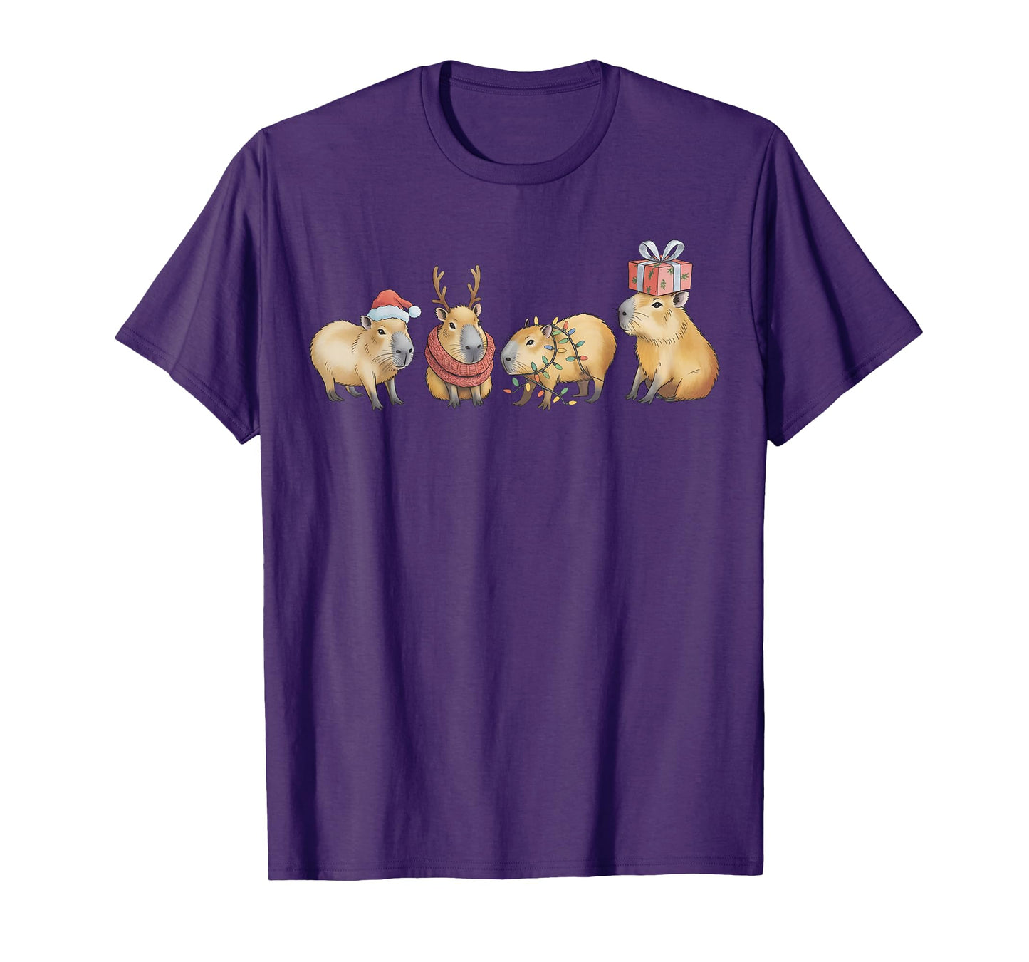 Funny Capybara Christmas Xmas Santa Capybara Men Women Kids T-Shirt