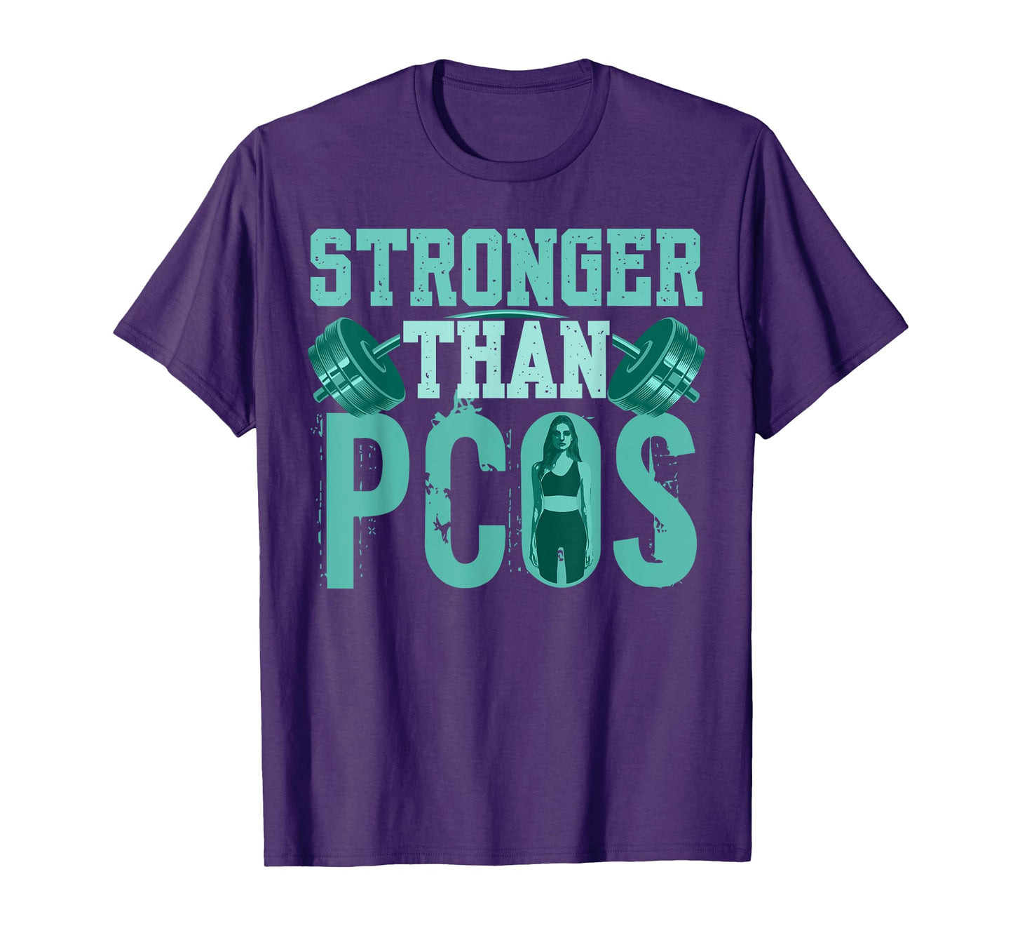 Stronger Than PCOS Awareness Fitness Workout PCOS Warrior T-Shirt