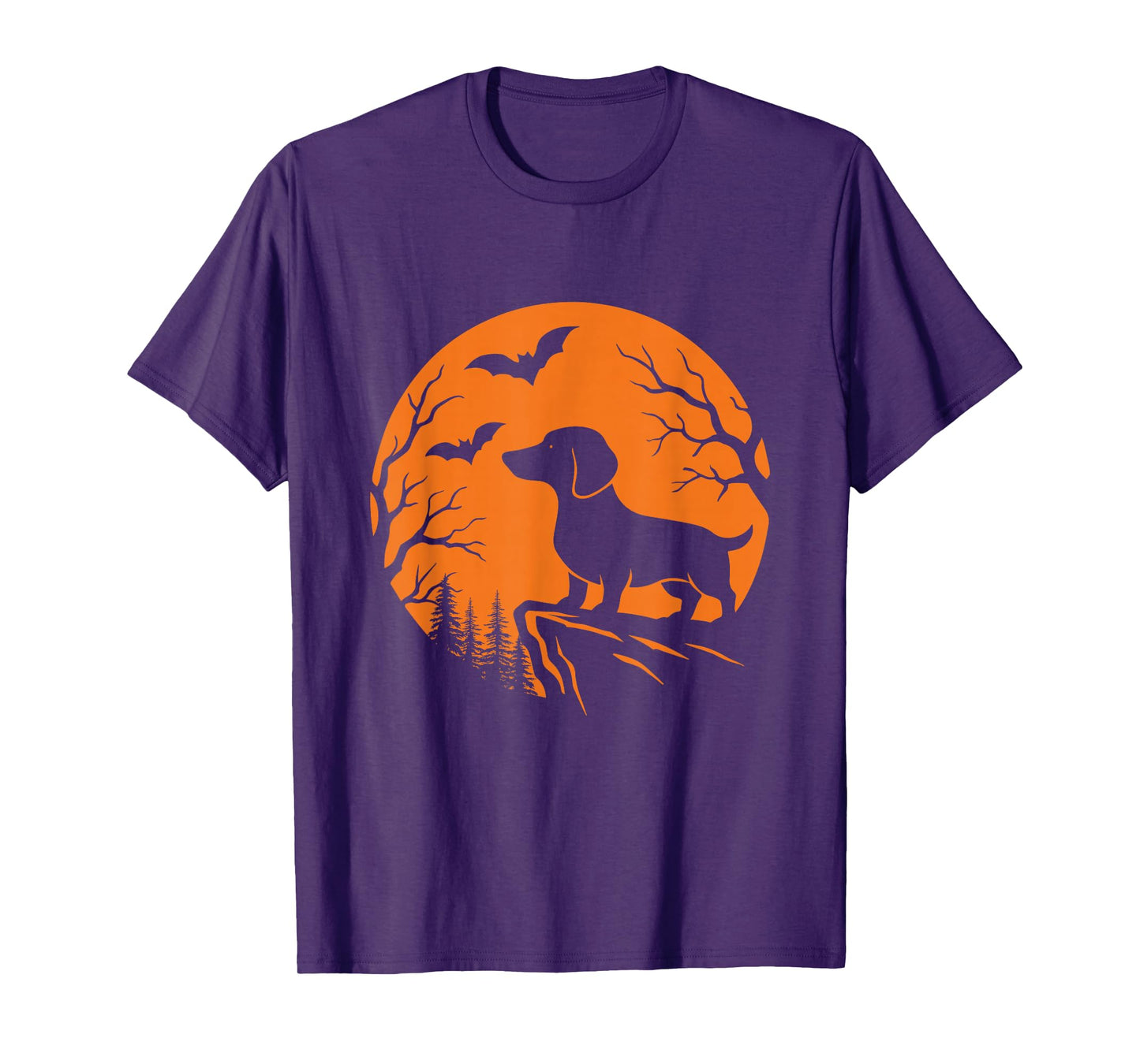 Weiner Dog Moon - Spooky Halloween Dachshund Sausage Dog T-Shirt