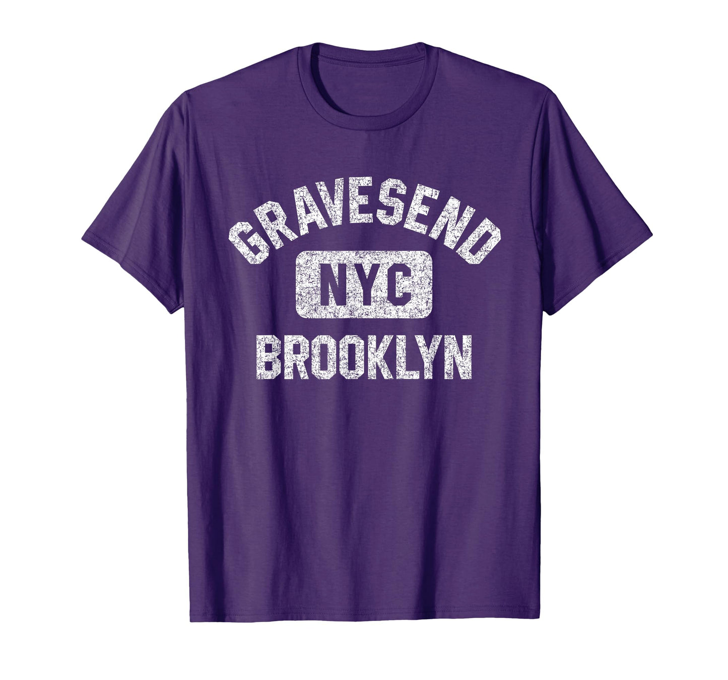 Gravesend Brooklyn NYC Gym Style Distressed White Print T-Shirt