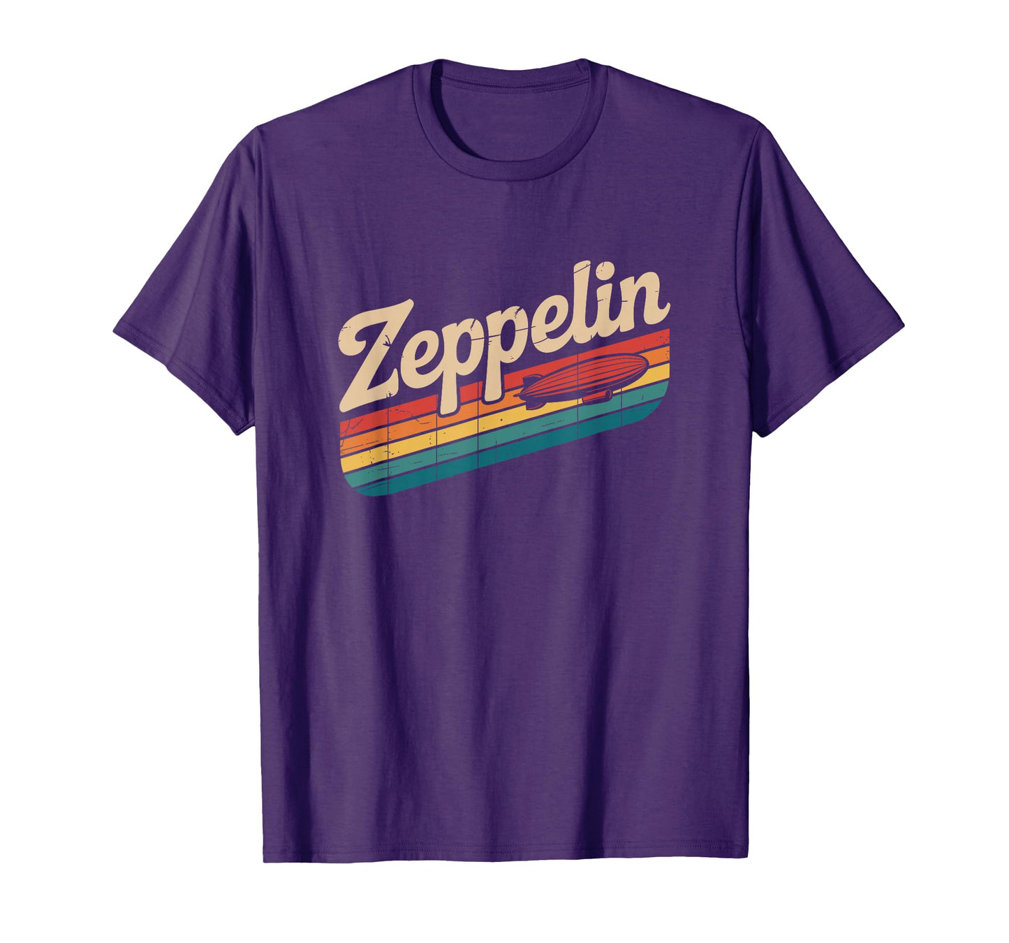 Retro Zeppelin Shirt Vintage Airship Graphic Striped Sunset T-Shirt