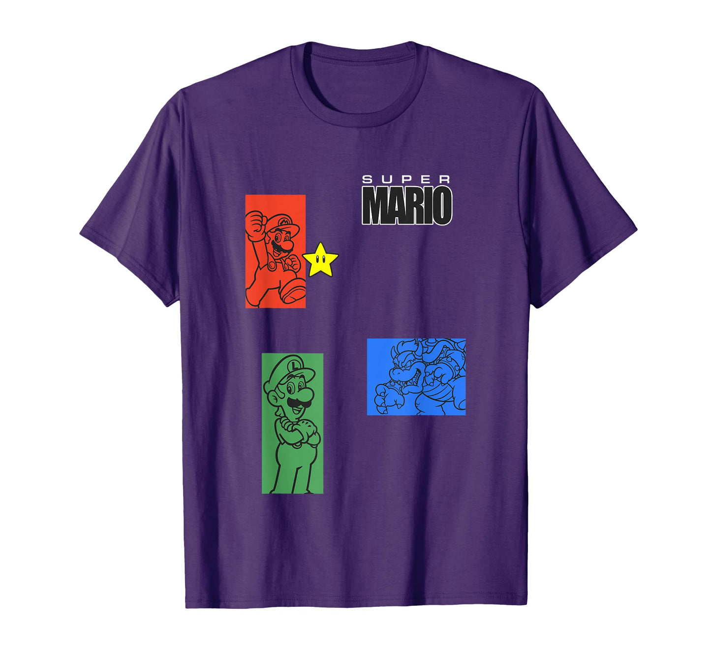 Super Mario Luigi & Bowser Color Trio Panels T-Shirt
