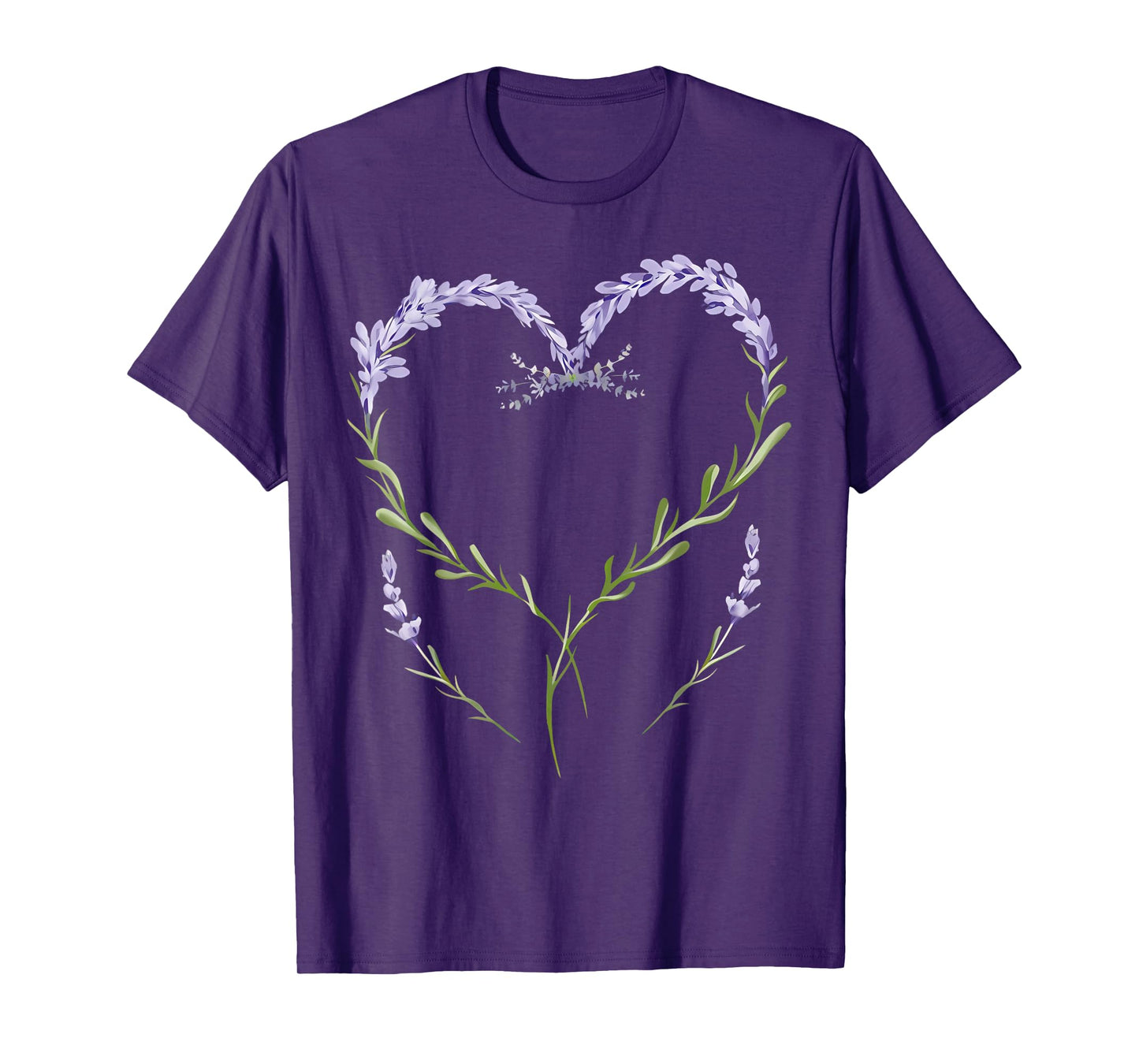Vintage Botanical Heart Lavender Flower Gardening Floral T-Shirt