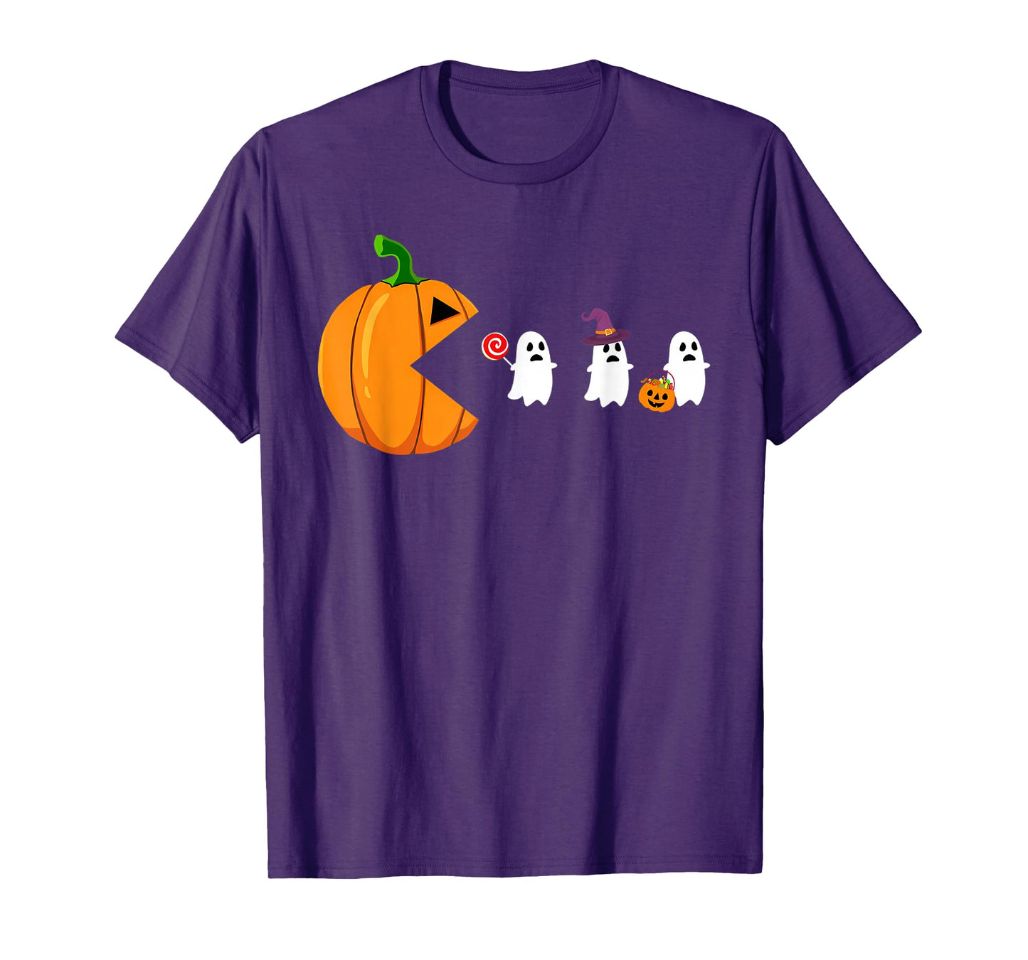 Halloween Gamer Pumpkin Eating Ghost Costume Men Boys Kids T-Shirt