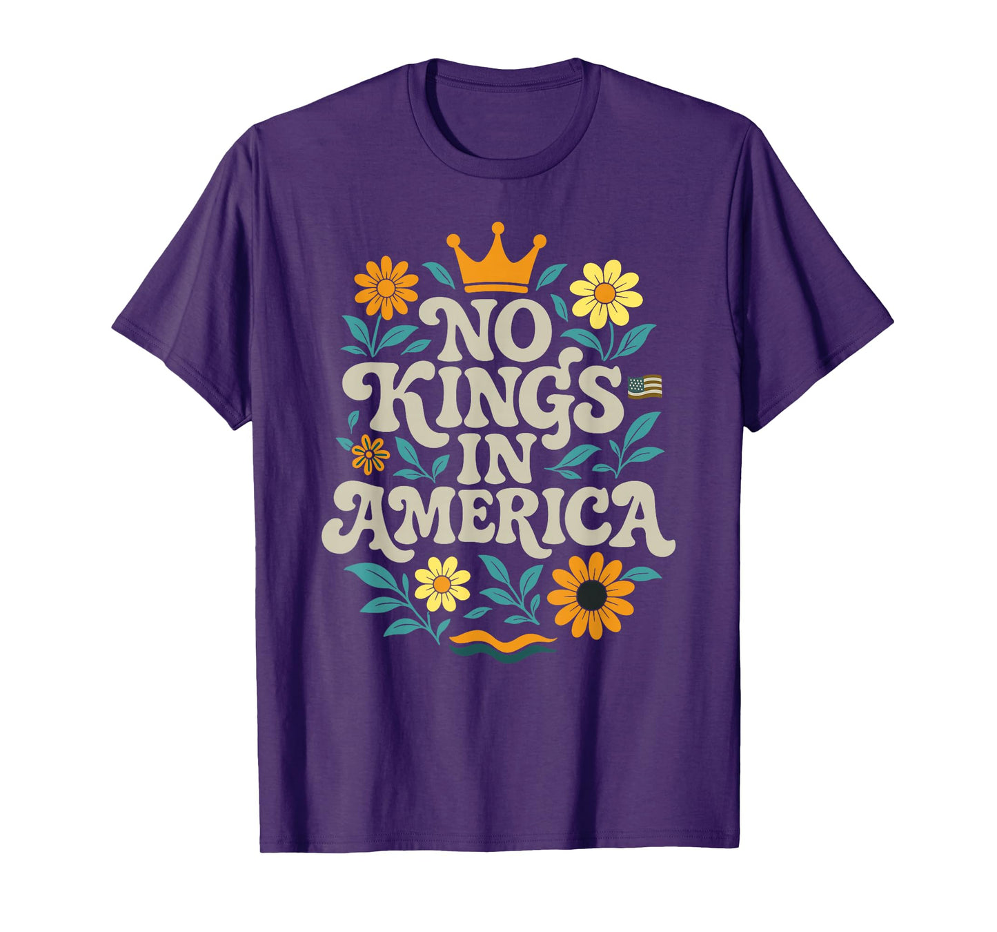 No King In American Retro Floral 70s Democracy Women T-Shirt