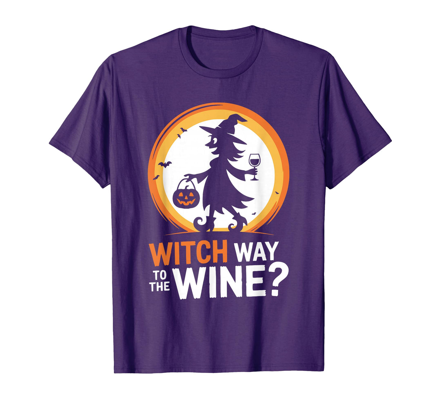 Funny Halloween Witch Way to The Wine Joke Ladies Women T-Shirt