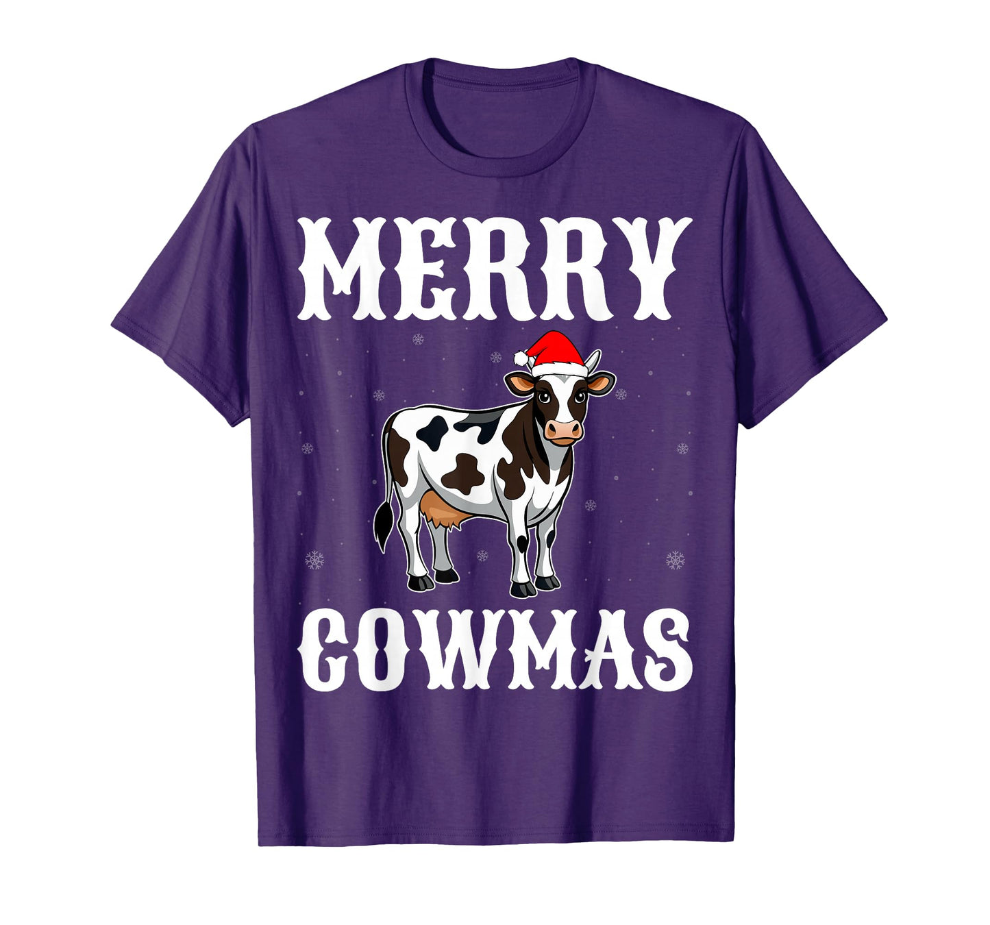 Merry Cowmas - Cow Wearing Santa Hat Dairy Farmer Christmas T-Shirt