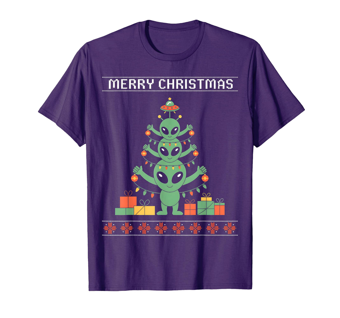 Funny Alien Trio Merry Ugly Christmas Santa Hat Gifts Xmas T-Shirt